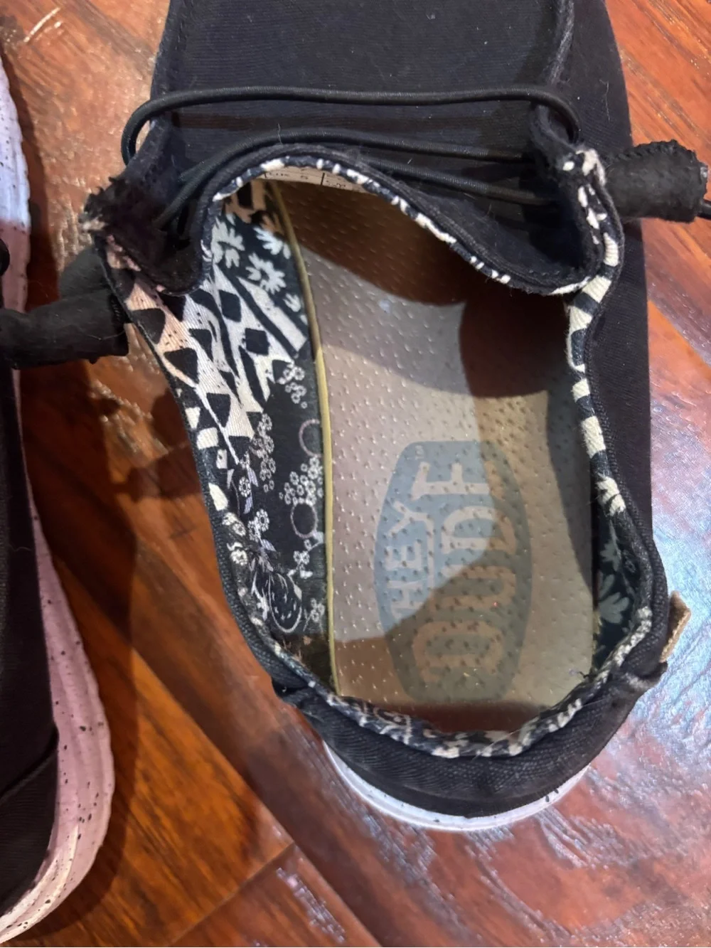 Hey Dude Black Canvas Slip-On Loafers with White Sole